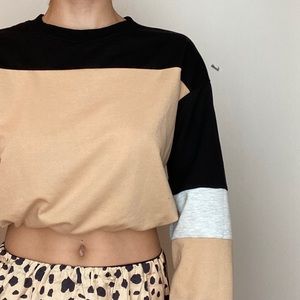 Neutral Colorblock Crop (WORN ONCE)